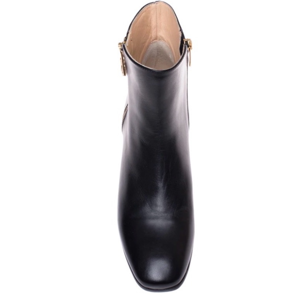 Elegant Black Ankle Boots with Gold Accent